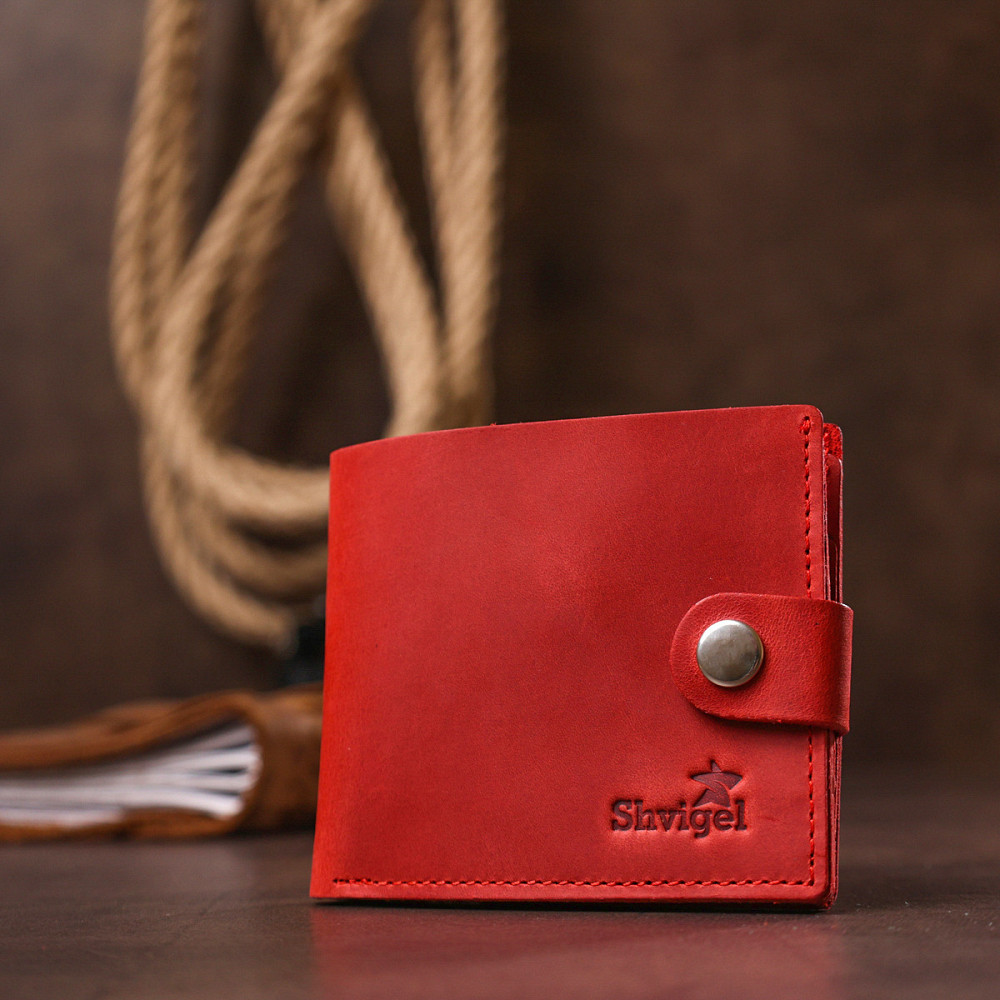 Женское небольшое винтажное портмоне Shvigel 16455 Красный Киев - изображение 3