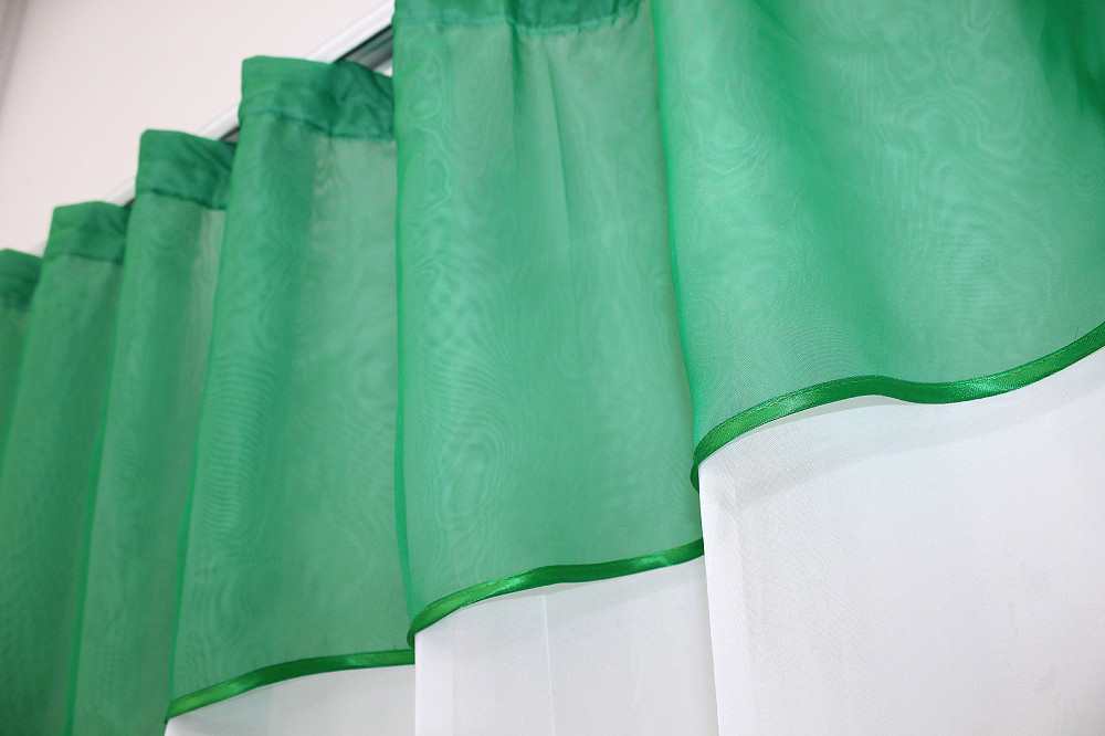 Кухонная занавеска VR-Textil № 047к белый с зеленым 280х170 см (52-0354) Киев - изображение 3