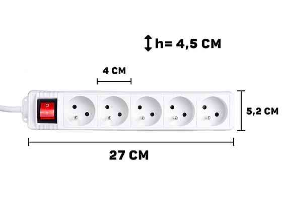 Подовжувач електричний "Keltin" побутовий IP20 із заземленням і вимикачем  3 метра 5 гнізда білий Стрый