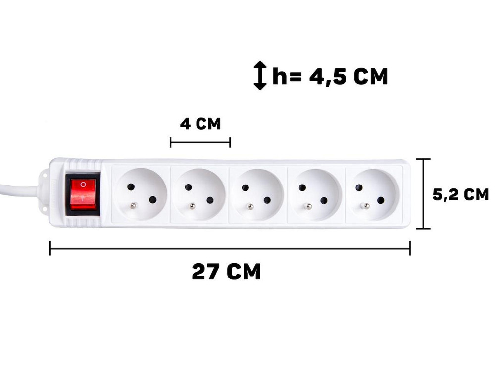 Подовжувач електричний "Keltin" побутовий IP20 із заземленням і вимикачем  3 метра 5 гнізда білий Стрый - изображение 2