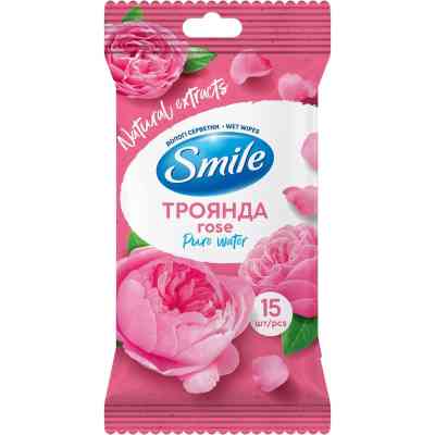 Вологі серветки Smile Daily Троянда 15 шт. (4820048482219) Вінниця