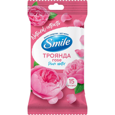 Вологі серветки Smile Daily Троянда 15 шт. (4820048482219) Вінниця - фото 1