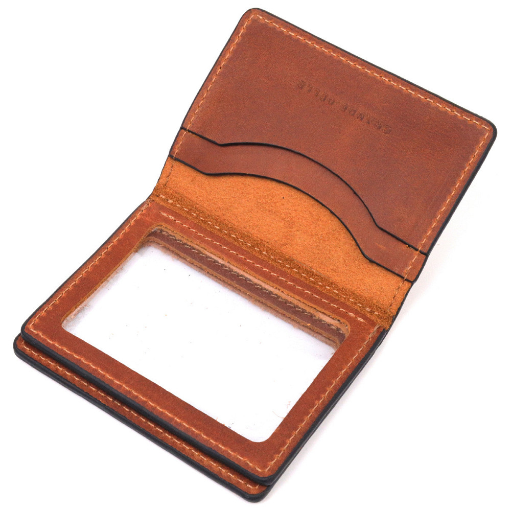 Практичная обложка на автодокументы в винтажной коже Сердце GRANDE PELLE 16711 Светло-коричневая Киев - изображение 8