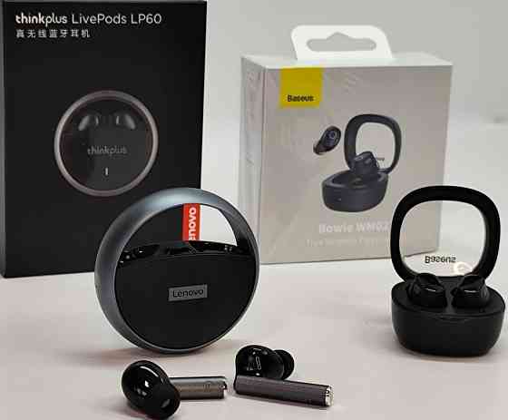 Вакуумные блютуз наушники Lenovo LP60/Baseus WM02 красивый звук микрофон. Киев