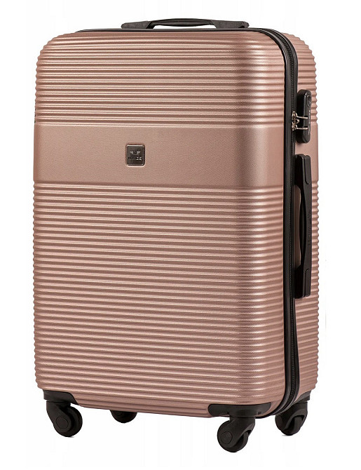Валіза пластикова Wings 5398 середня 65 см золотисто-рожева Київ - фото 1