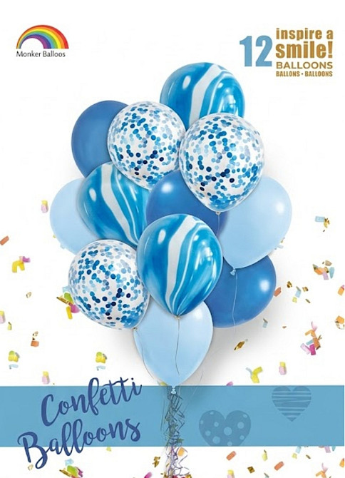 Набір кульок 12шт синій агат для свята для фотозони Київ - фото 2