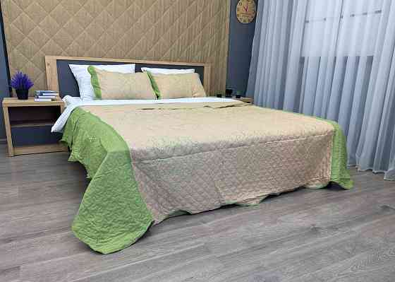 Покривало стьобане з наволочками Expo Trade ромб 220x220 (+-10 см) бежевий з салатовим (85-162) Київ