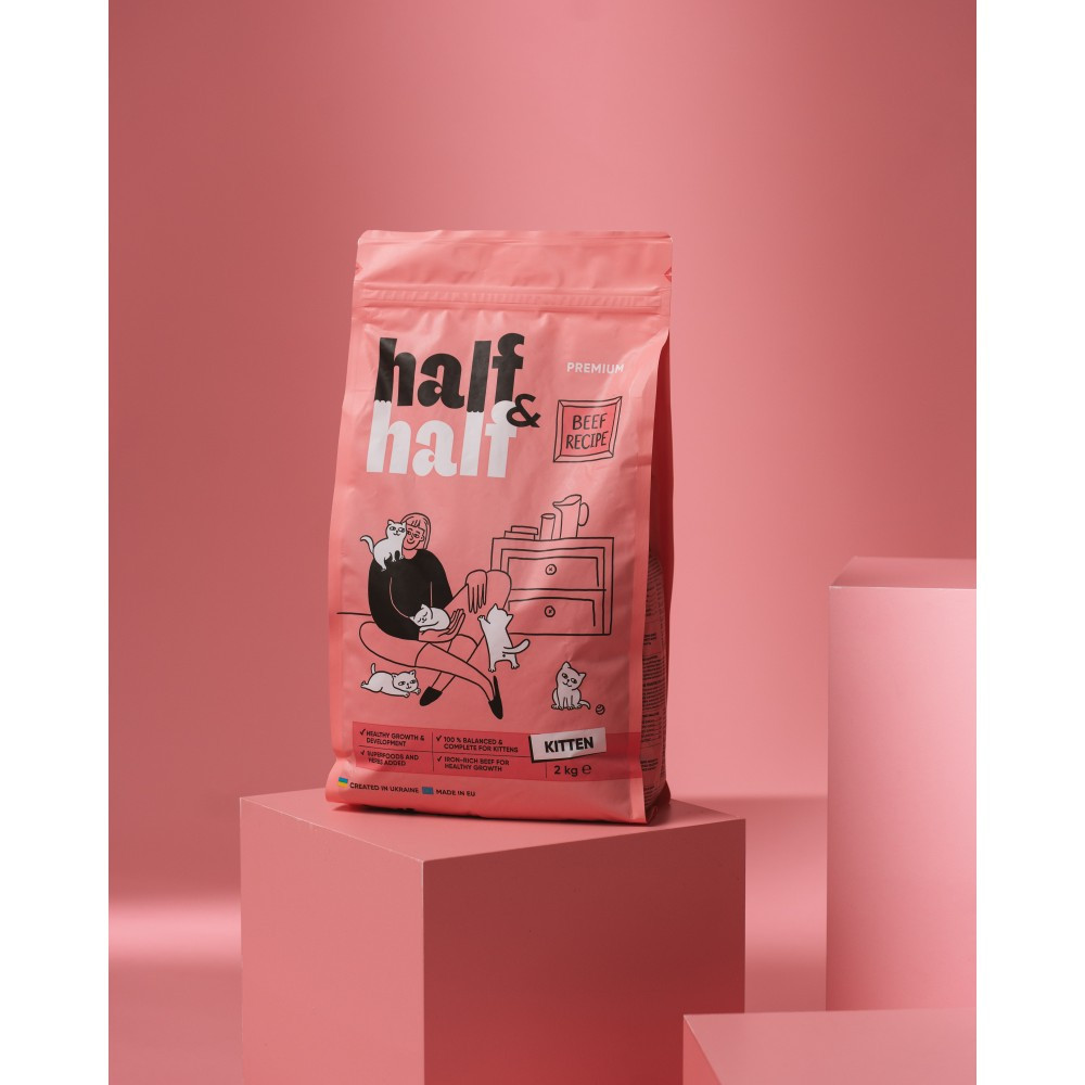 Сухой корм Half&Half для котят, с говядиной, 2 кг Винница - изображение 3