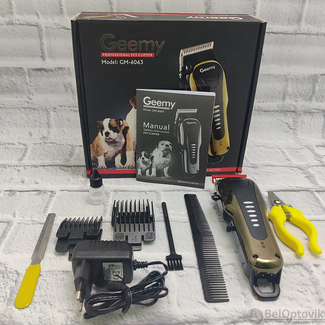 Машинка для стрижки тварин Geemy GM-6063 Pet Груммер 4 насадки, пилка для нігтів, когтерез, гребінец Київ - фото 9