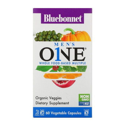 Мультивітамін Bluebonnet Nutrition Чоловічі мультивітаміни, Men&apos;s One, 60 вегетаріанських капсу (BLB0141) Вінниця - фото 1