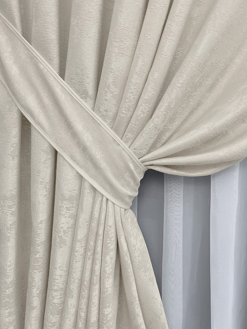 Комплект готових штор VR-Textil Жакард Sultan XO № 1281ш Світло-бежевий 150х270 см 2 шт (33-0130) Київ - фото 13