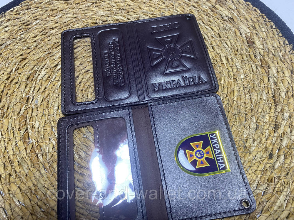 Шкіряна обкладинка на пластикове посвідчення ДСНС із шевроном Червоний крейзі Київ - фото 8