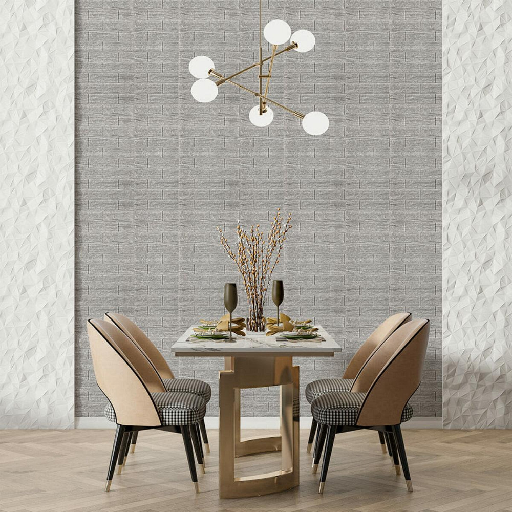 Самоклеющаяся декоративная 3D панель 700x770x5мм Серая полоска кирпич (183) SW-00000488 Днепр - изображение 5