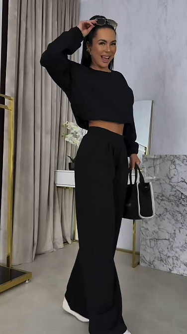 Женский прогулочный костюм двойка: кофта и штаны петля Черный, 48/50 Одесса - изображение 4