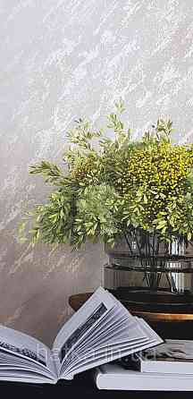 Шпалери вінілові на флізеліні Marburg Lava метрові під штукатурку молочні зі сріблом Київ