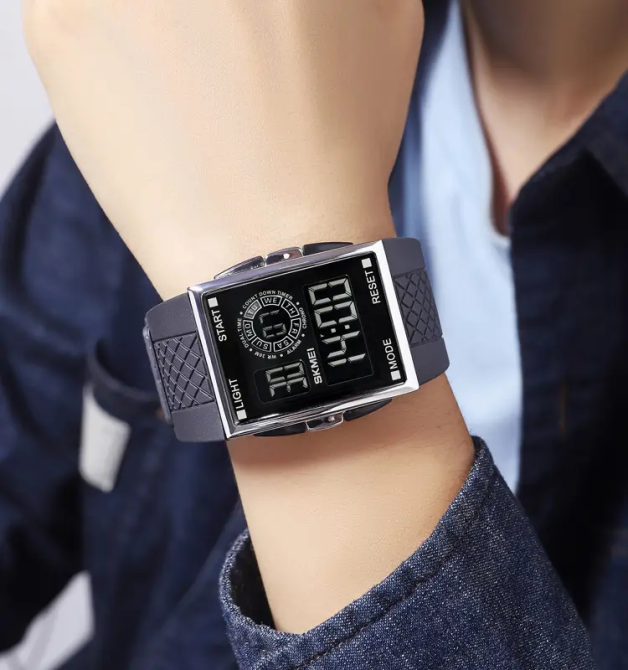 Мужские наручные кварцевые часы Skmei 1967 (Серебристые с черным) Киев - изображение 5