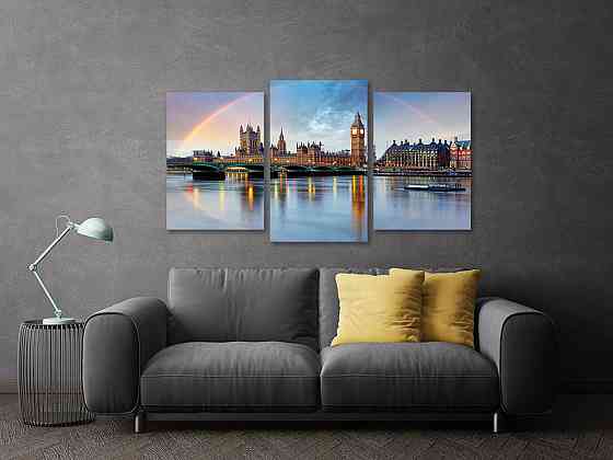 Модульная картина в гостиную / спальню Велика Британія під веселкою  Art-731_3 Киев