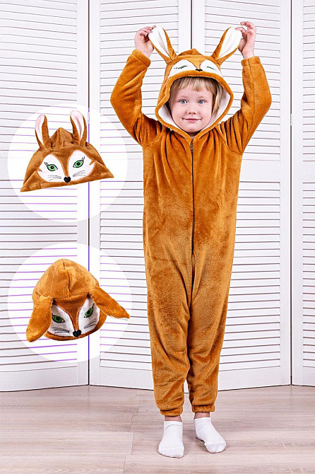 Кигурумі дитячий та юний "Ліса", комбінезон домашній на блискавки топ 146 Київ - фото 1