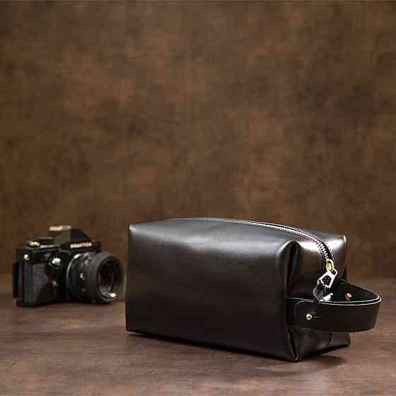 Мужской кожаный несессер Черный (GRANDE PELLE) Киев