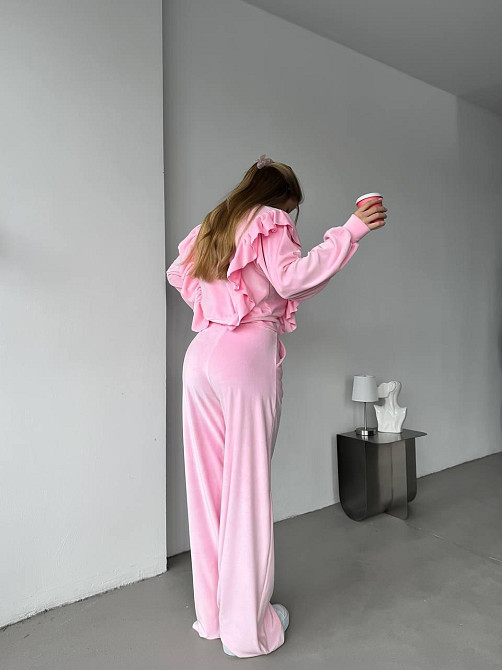 Женский нежный костюм двойка: кофта и штаны из велюра Розовый, 46/48 Одесса - изображение 6