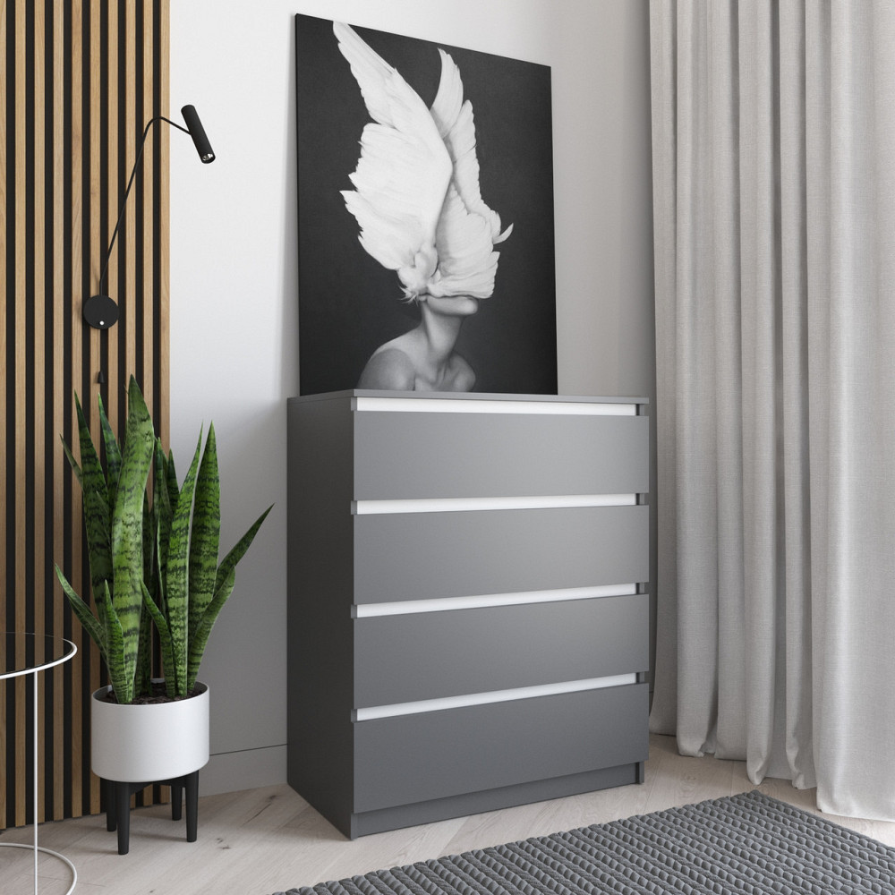 Комод VAYS R-4, на 4 шухляди без ручок, ЛДСП 80×40×98 см – для дому, офісу, вітальні, спальні Львів - фото 5