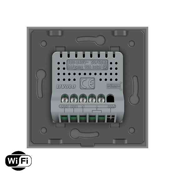 LIVOLO Розумний сенсорний Wi-Fi вимикач 2 сенсора LIVOLO сірий матове скло Коломыя