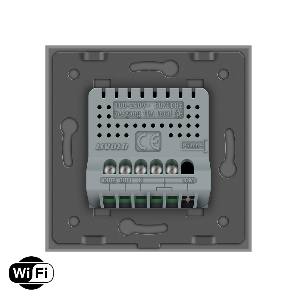 LIVOLO Розумний сенсорний Wi-Fi вимикач 2 сенсора LIVOLO сірий матове скло Коломия - фото 4