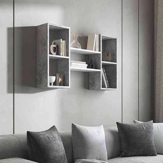 Навісна полиця VAYS M-11, з нішами для книг і декору, ЛДСП, 100×18×60 см - для вітальні, спальні, кабінету Львів