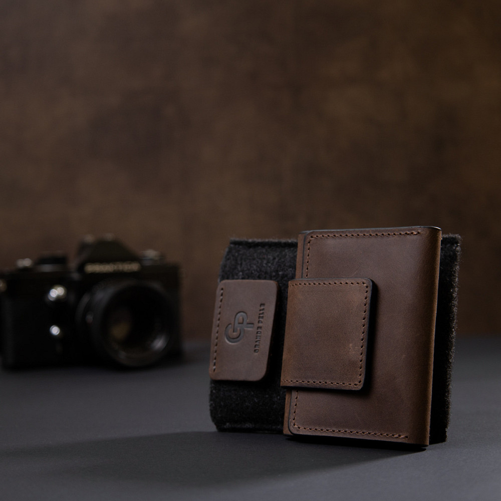 Чоловіча шкіряна візитниця Коричневий (GRANDE PELLE) Київ - фото 4