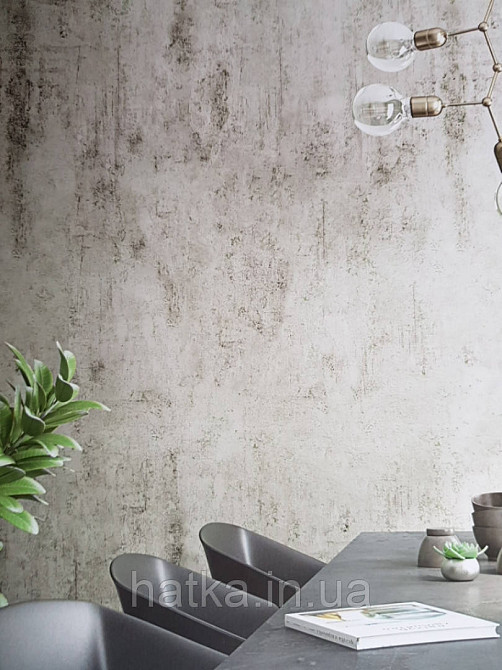 Обои виниловые на флизелине Marburg 31778 Imagine панно 3 полосы под бетон коричневые бежевые с зеленым Киев - изображение 3