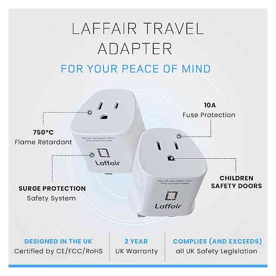 Адаптер перехідник для американської вилки Laffair Type A/B в Type G для США Канади Японії Білий 240В для подорожей Київ
