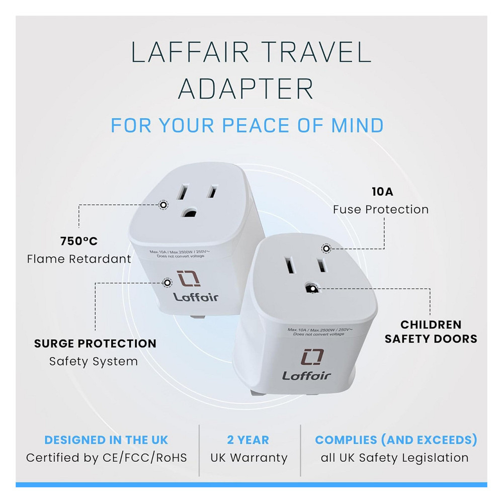 Адаптер перехідник для американської вилки Laffair Type A/B в Type G для США Канади Японії Білий 240В для подорожей Київ - фото 5