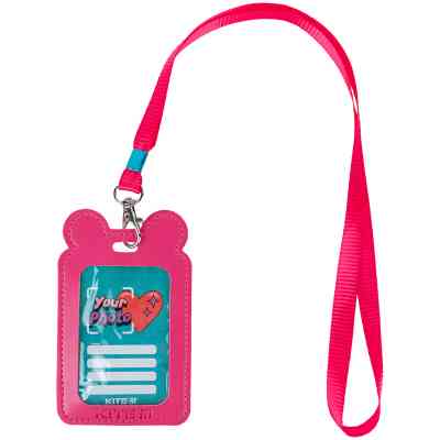 Бейдж Kite вертикальний на шнурку, фуксія (K24-296-4) Вінниця