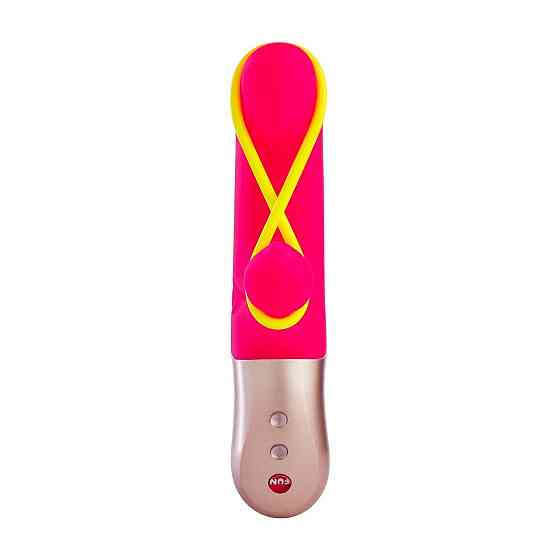Мінівібратор-кролик зі стимулювальною стрічкою Fun Factory AMORINO pink/neon yellow (м'яте паковання!!!) Sex Aura Київ
