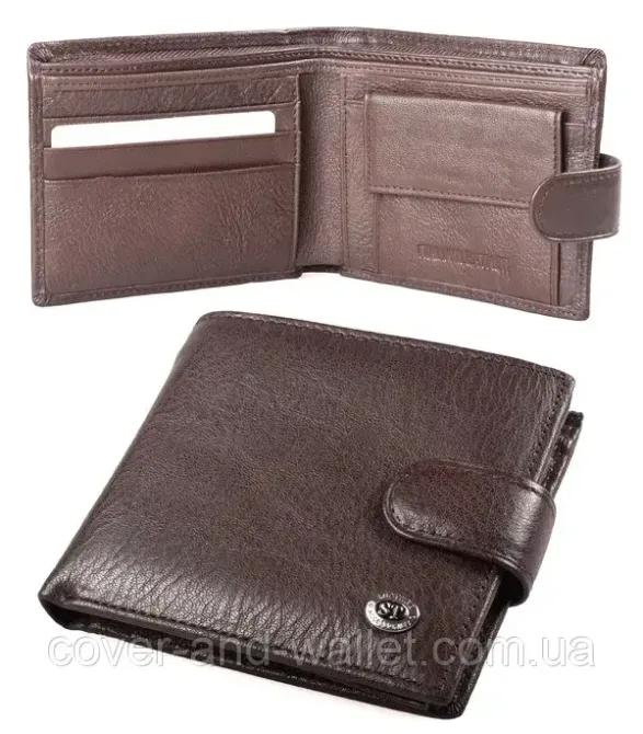 Класичний чоловічий шкіряний гаманець коричневого кольору ST 104 Київ - фото 1