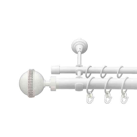 Карниз Orvit Авея металевий дворядний відкритий гладка труба кільце металеве Арктіс 25\16 мм 200 см Львов