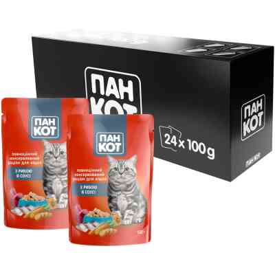 Влажный корм для кошек Пан Кот рыба в соусе 100 г (4820111141043) Винница