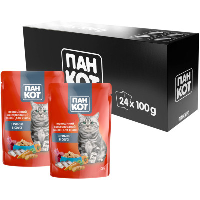 Влажный корм для кошек Пан Кот рыба в соусе 100 г (4820111141043) Винница - изображение 3