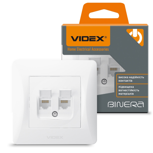 BINERA білий Розетка внутрішня 2-а CAT6+CAT6 комп'ютерна Videx Житомир