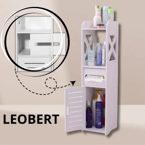 Пенал шафа для ванної Leobert Aqua підлоговий вузький меблі для ванної кімнати з дверцятами і полицями Київ - фото 7