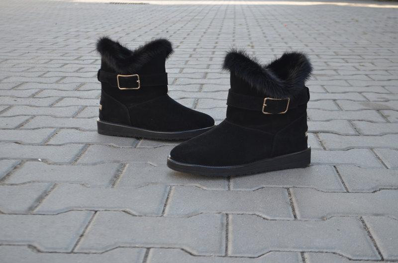 Угги жіночі YDG чорні натуральна замша висота 16 см (1713) Коломыя - изображение 3