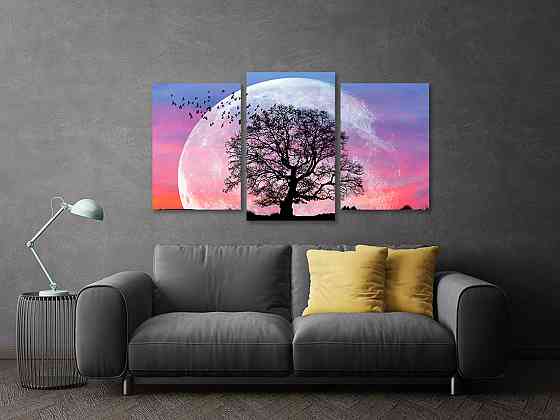 Модульная картина в гостиную / спальню    Дерево в місяці  Art-722_3 Киев