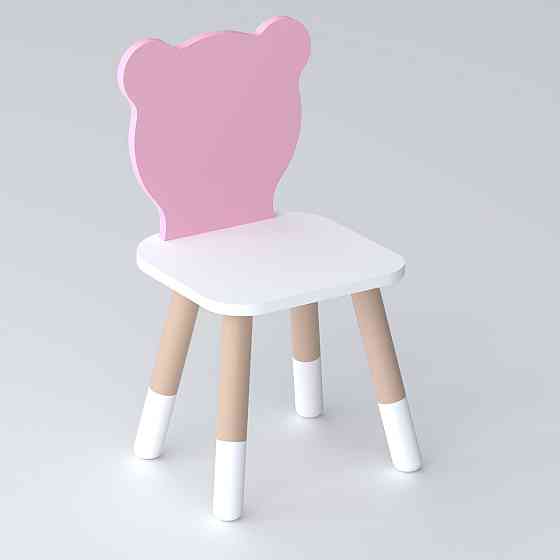 Дитячий стільчик ведмедик 26.5х26х25см, стілець для дитини, білий з рожевим Київ