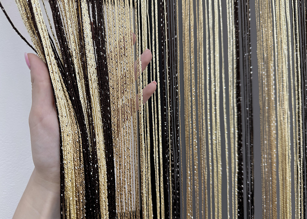 Штори-нитки "Кісея" з люрексом Венге з бежевим і кремовим 300х300см 1 шт (61-085) Київ - фото 6