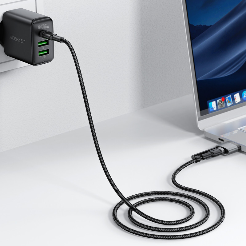 Кабель ACEFAST C22-05 USB-C to USB-C / magnetic aluminum alloy charging data cable Black Киев - изображение 6