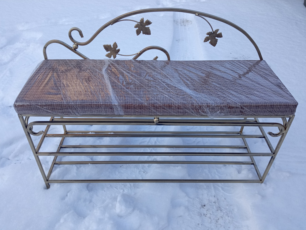 Прихожая банкетка пуфик пуф кованый со спинкой малый M-072 Киев - изображение 10