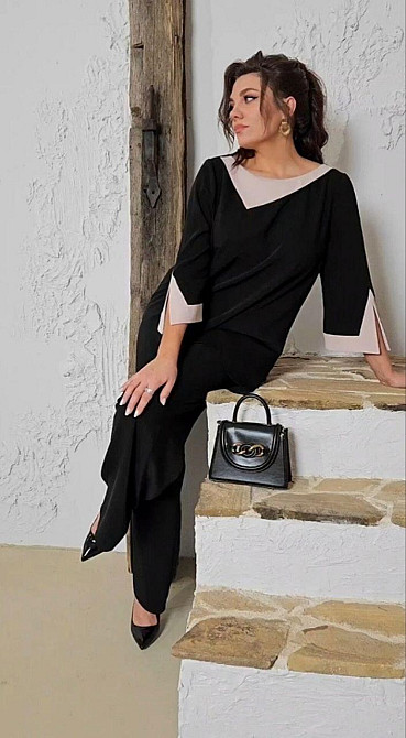 Женский повседневный классический костюм двойка крепдайвинг 56/58 Одесса - изображение 6