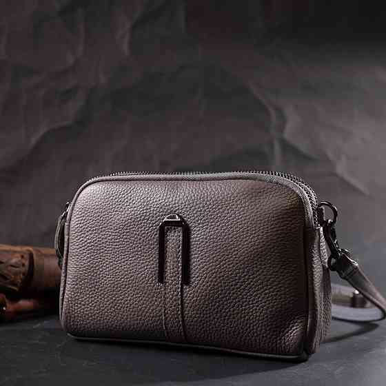 Сумка женская на два отделения из натуральной кожи Vintage 22278 Серая Киев