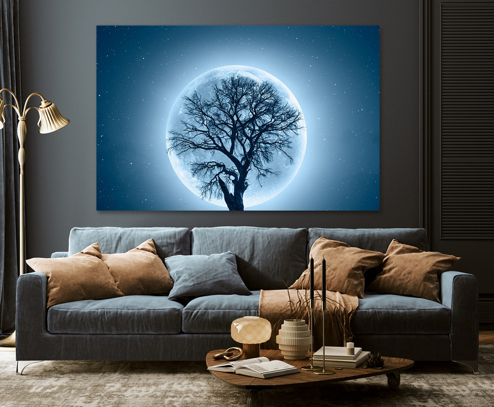 Картина холст в гостиную / спальню  Дерево в місяці   MLP_176 60x100 см Киев - изображение 3