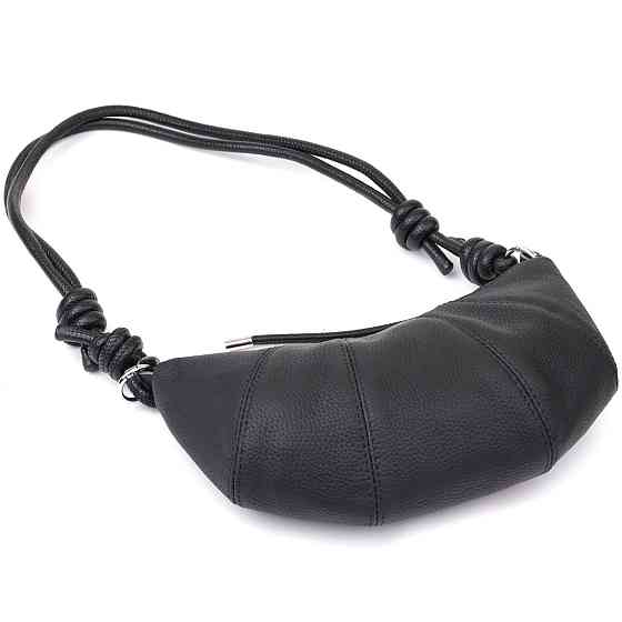 Жіноча напівкругла сумка з натуральної шкіри Vintage 22932 Чорний Київ